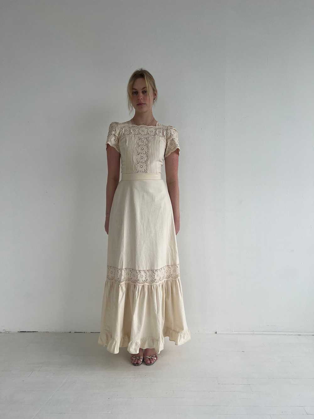 1970's Cotton Dress with Eyelet - image 2