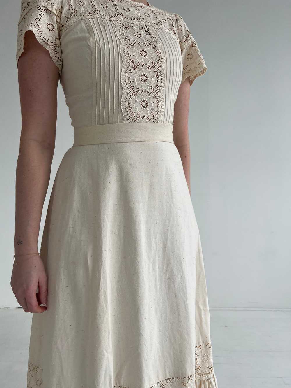 1970's Cotton Dress with Eyelet - image 4