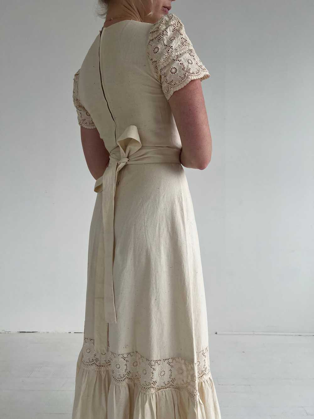 1970's Cotton Dress with Eyelet - image 5