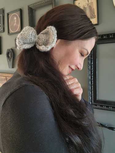 The "Ice Queen" Hand Knit Hair Bow - image 1