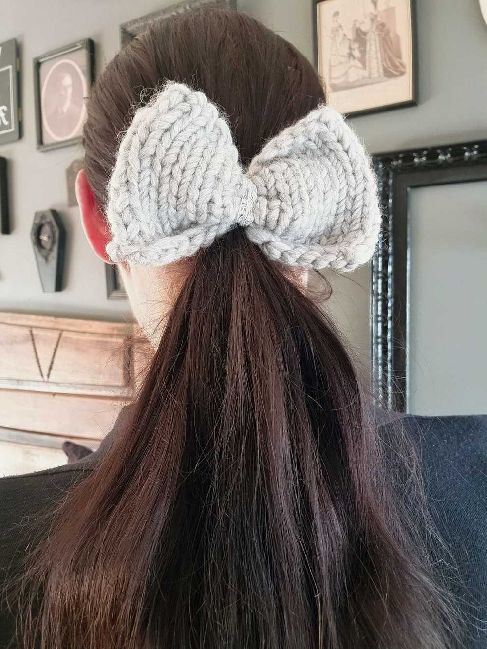 The "Ice Queen" Hand Knit Hair Bow - image 4