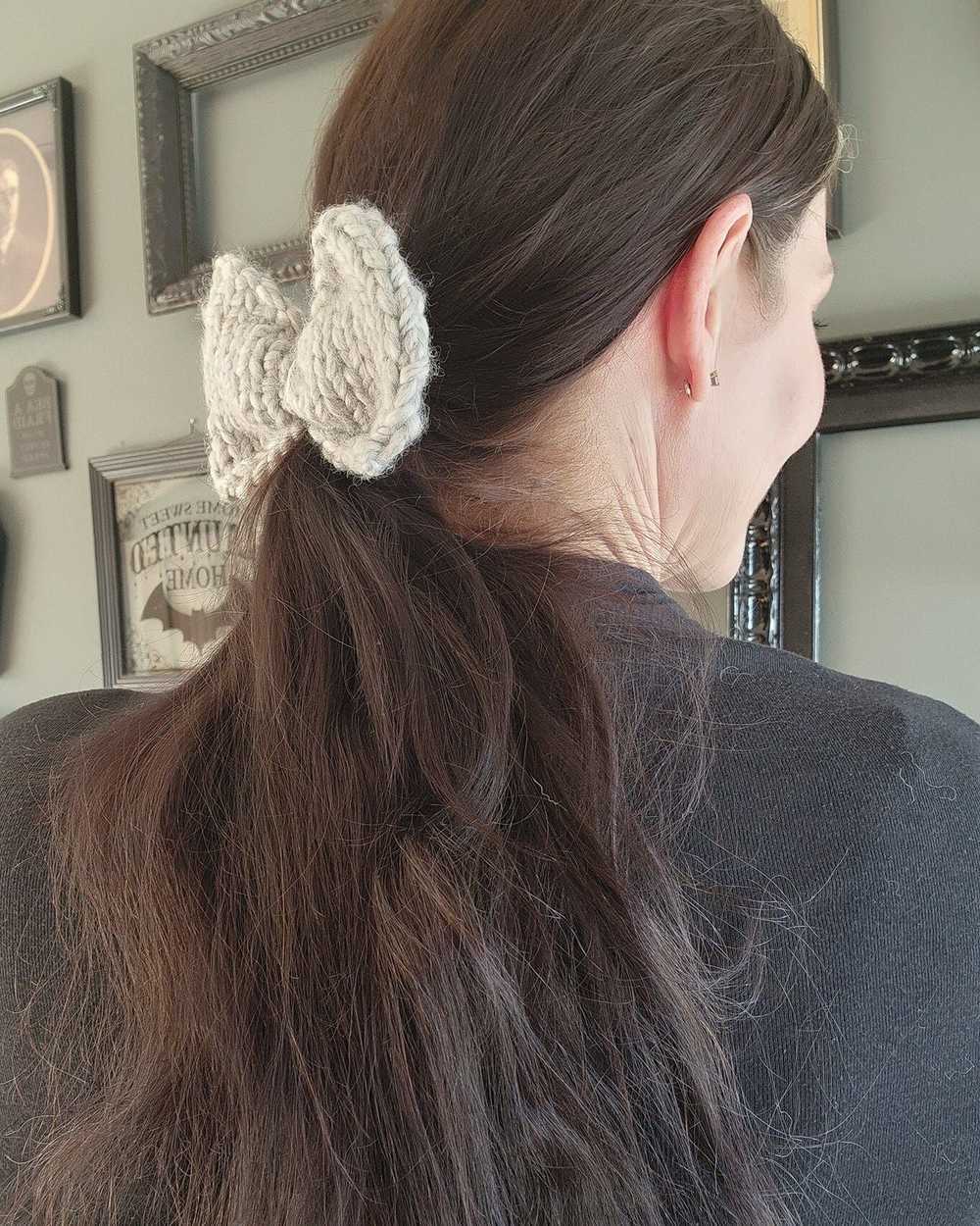 The "Ice Queen" Hand Knit Hair Bow - image 5