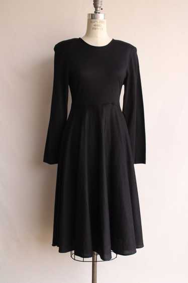 Vintage 1980s Axiom Black Wool Blend Dress with Bu