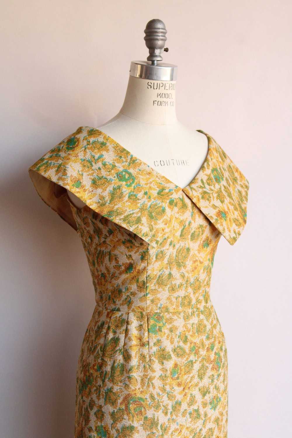 Vintage 1950s Gold Sparkly Wiggle Dress - image 4