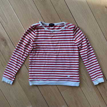 Rare! Vintage APC Red & White Striped Sweatshirt … - image 1