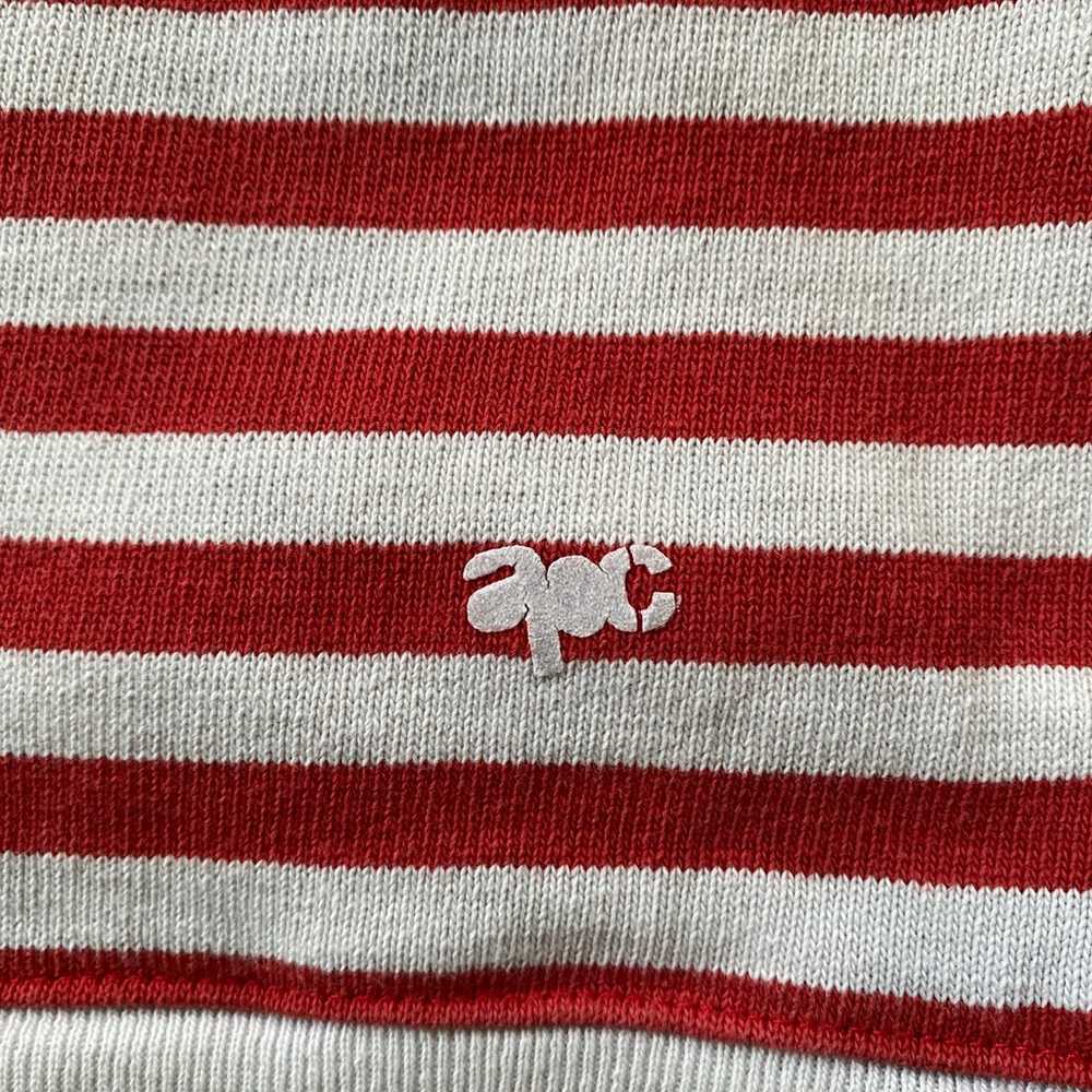 Rare! Vintage APC Red & White Striped Sweatshirt … - image 4