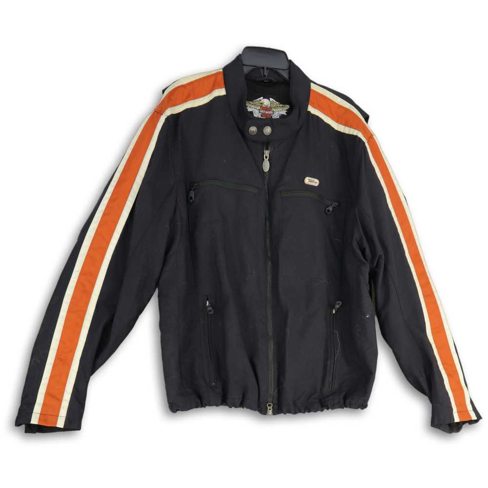 Harley-Davidson Mens Black Orange Long Sleeve Ban… - image 1