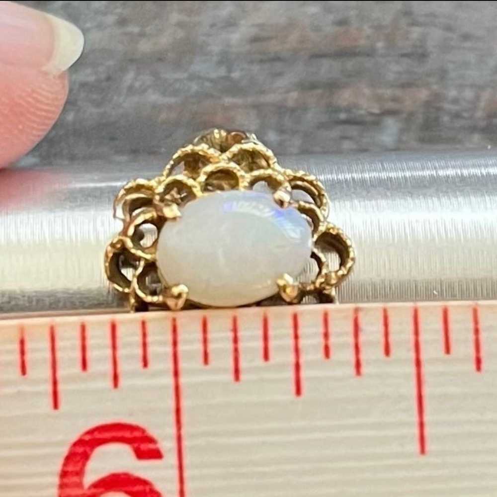 14k Solid Yellow Gold Opal Vintage Ring - image 6