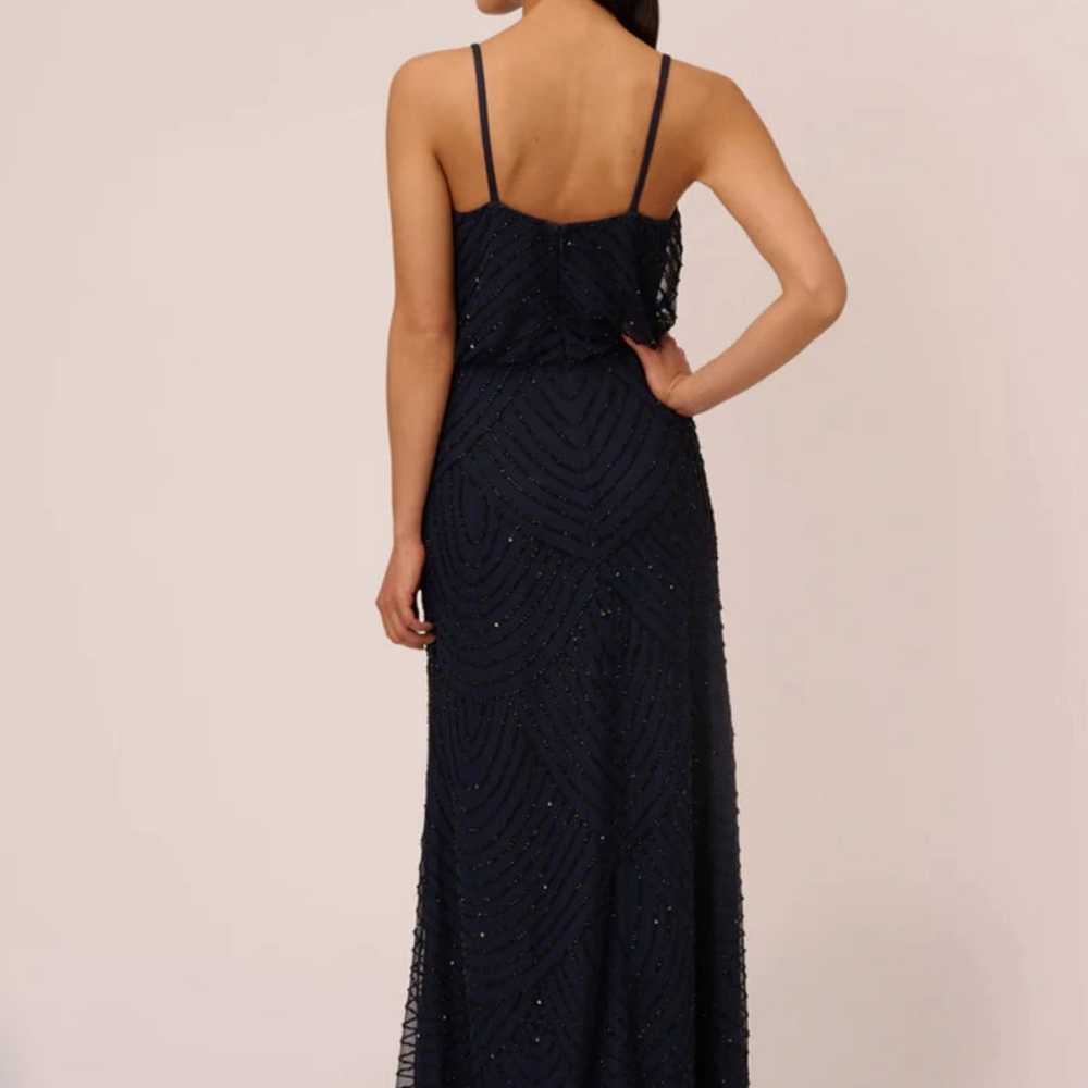 Adriana Papell navy beaded art deco gown size 2 - image 8