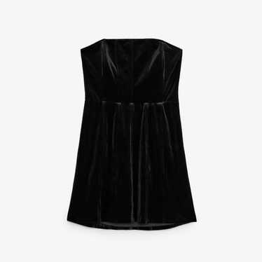 Juicy Couture Black Velour Velvet Strapless Bustier Corset