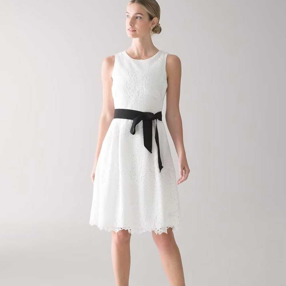 WHBM White Floral Lace Belted Fit & Flare Bridal … - image 2