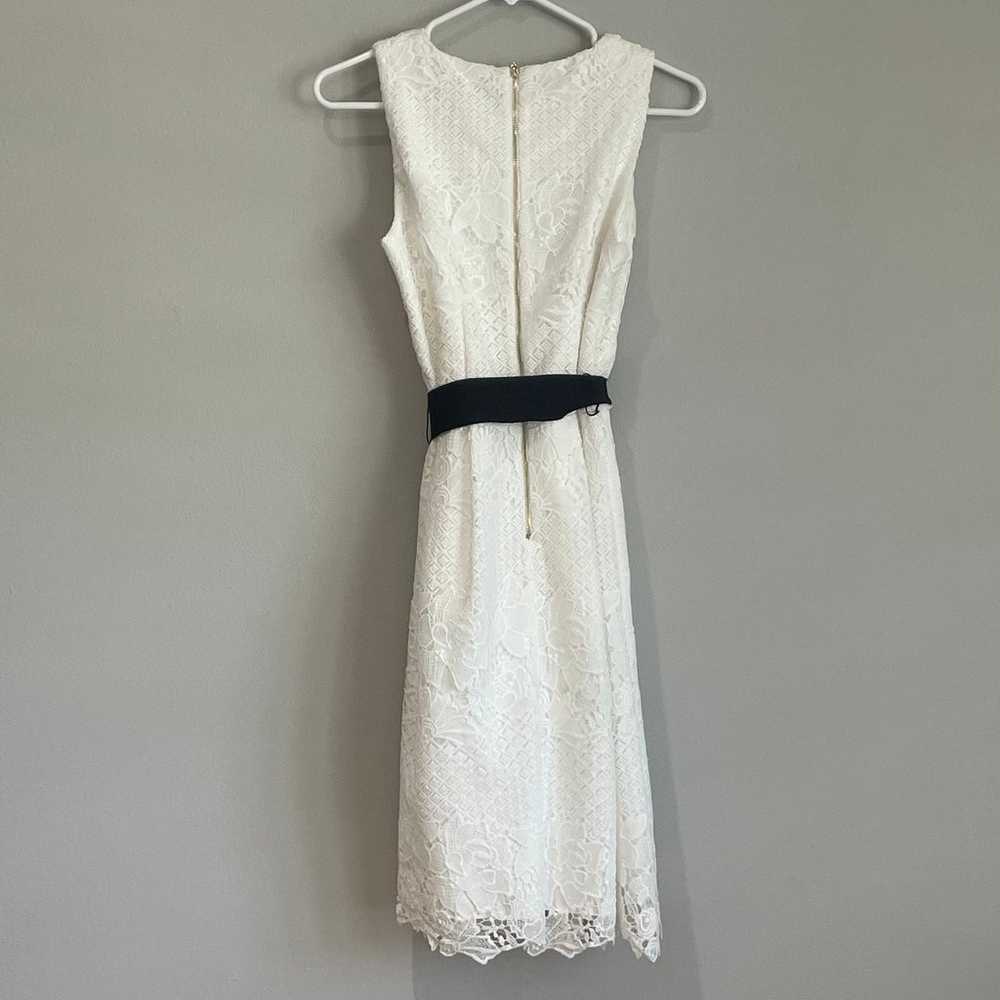 WHBM White Floral Lace Belted Fit & Flare Bridal … - image 3