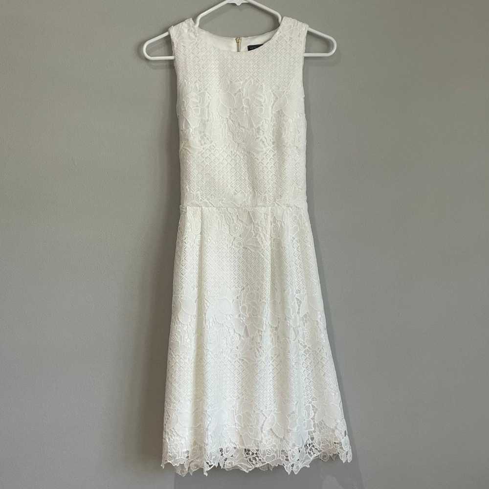 WHBM White Floral Lace Belted Fit & Flare Bridal … - image 4