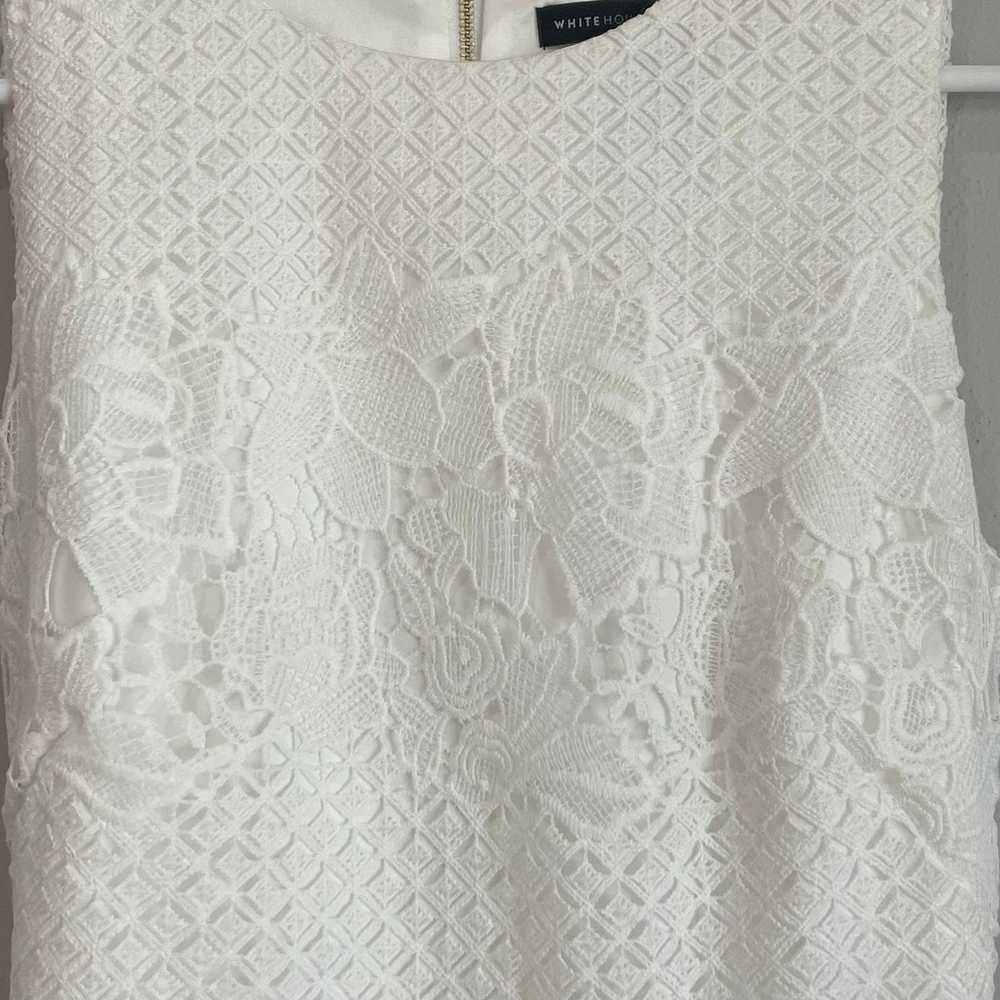WHBM White Floral Lace Belted Fit & Flare Bridal … - image 6
