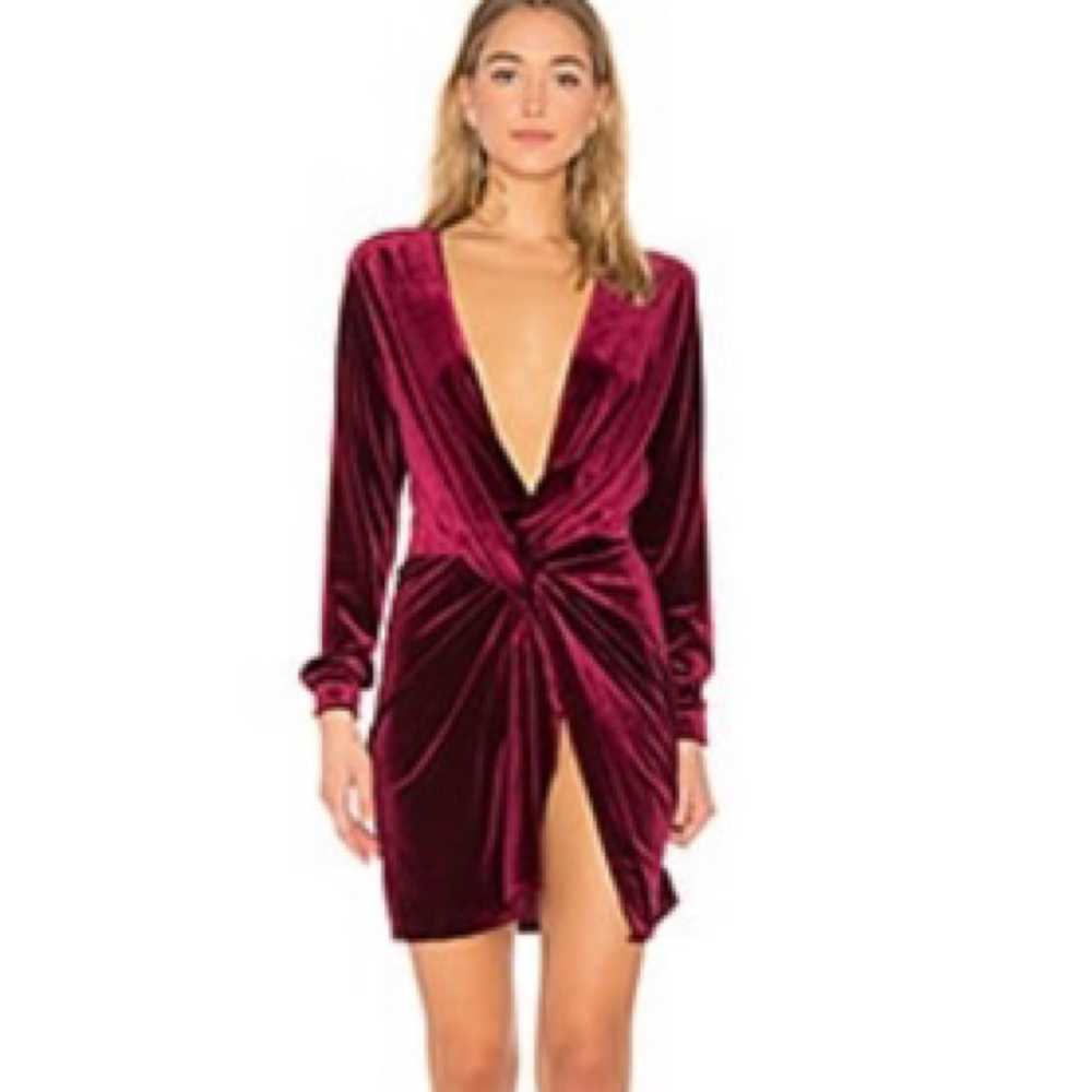 Revolve Lioness velvet high slit mini dress - XS - image 1