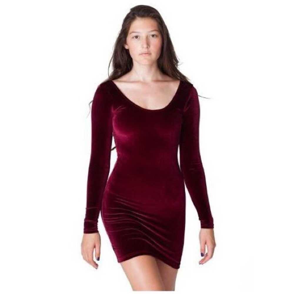 American Apparel Burgundy Velvet Dress - image 3