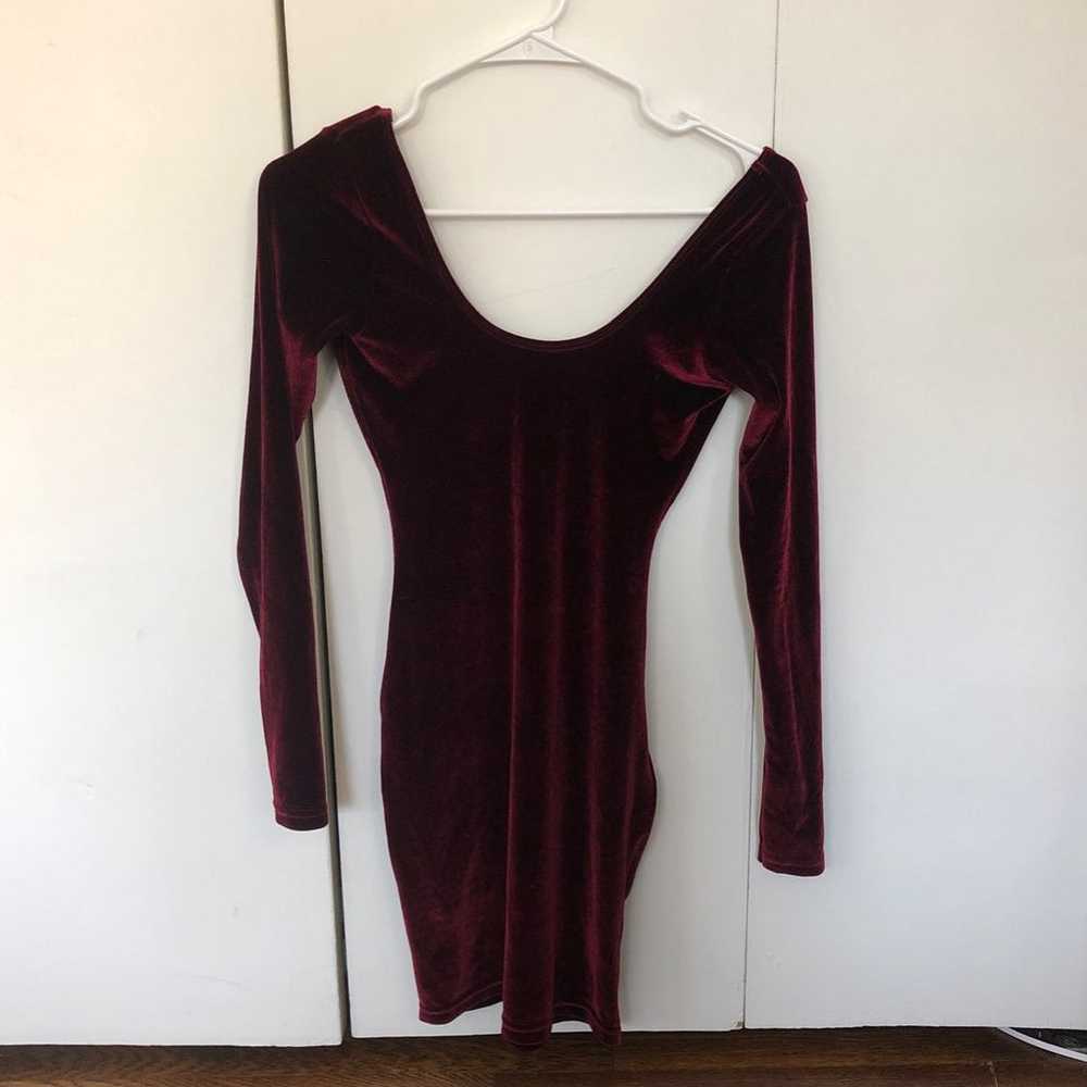 American Apparel Burgundy Velvet Dress - image 4