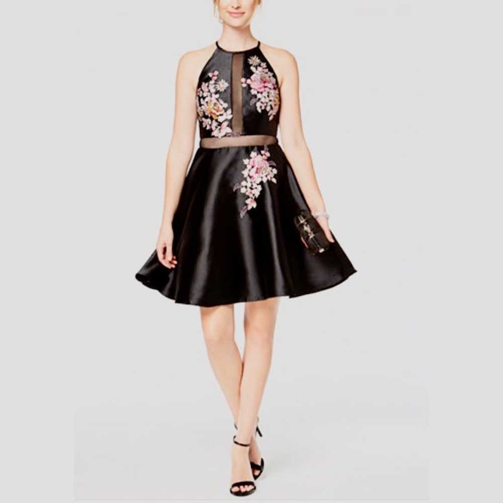 Xscape Floral Embroidered Illusion Fit&Flare Dres… - image 1
