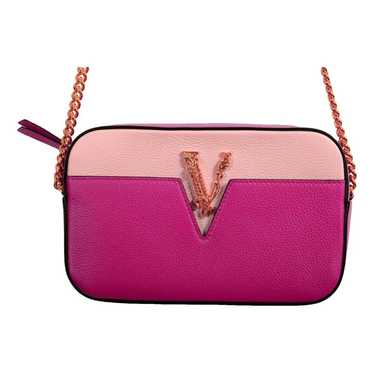 Versace Virtus crystal-embellished leather shoulder bag - Purple