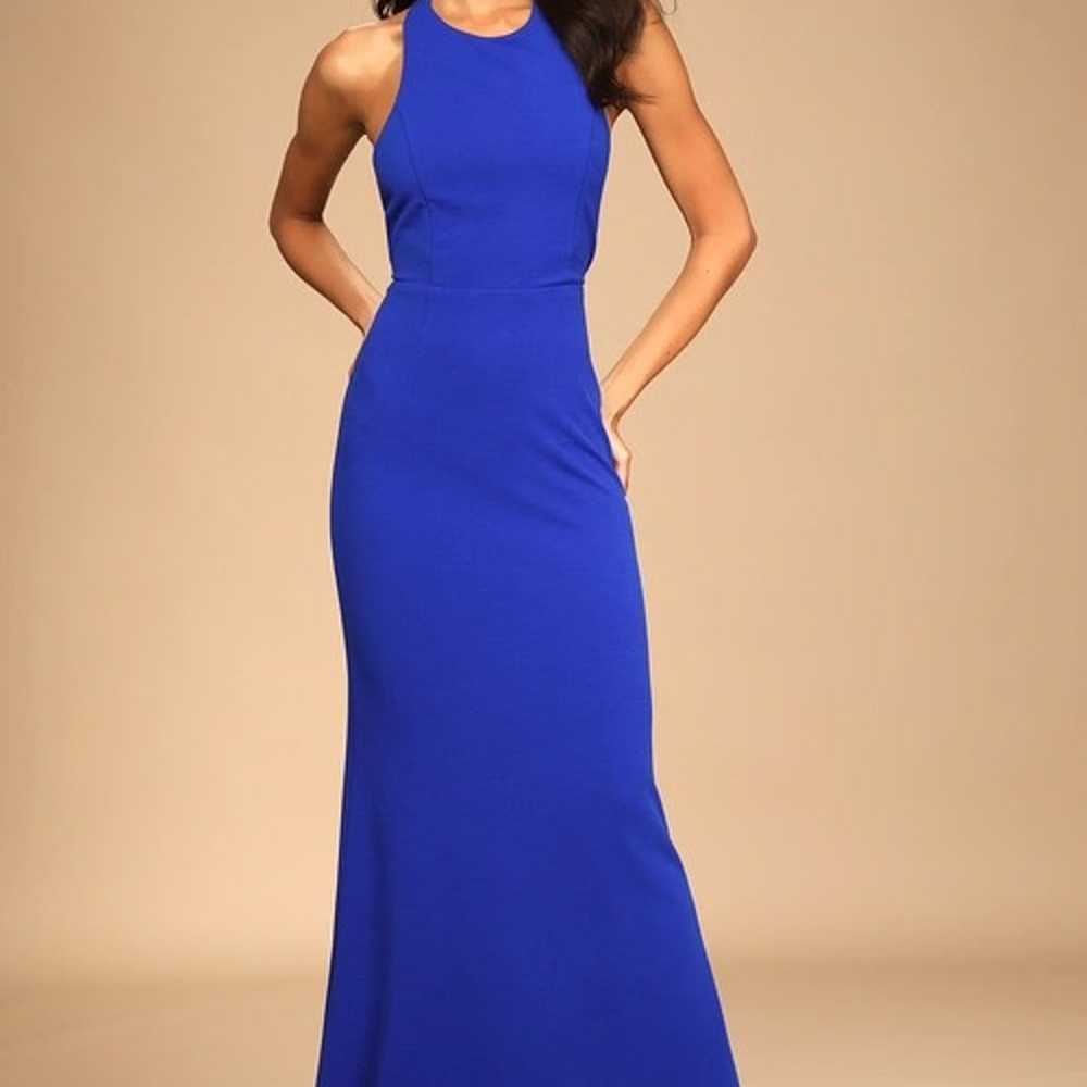 Straight To The Heart Royal Blue Backless Maxi Dr… - image 1
