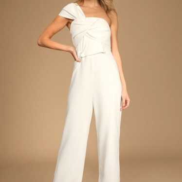 Eternal Vow Ivory One-Shoulder Sleeveless Bow-Fron