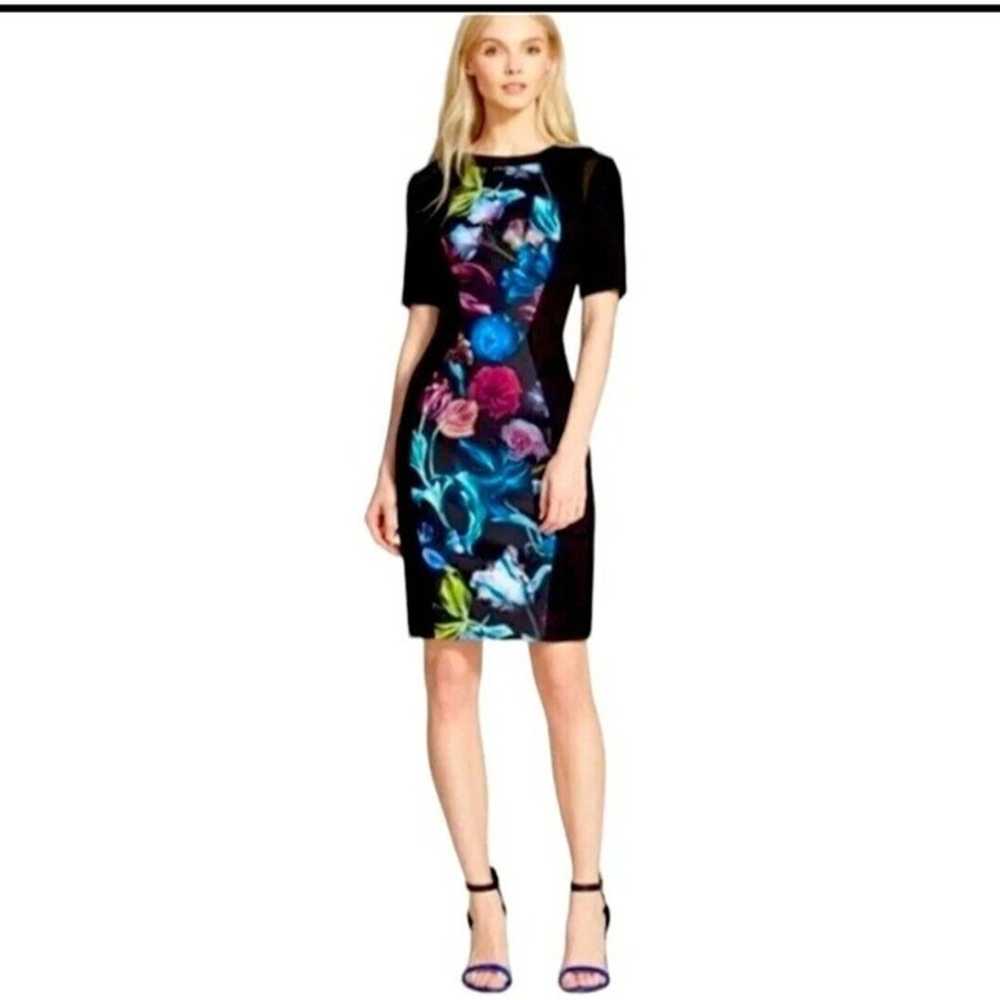 Ted Baker Abade Sheath Dress Black Floral Midnigh… - image 1