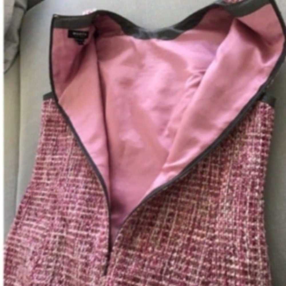 WORTH New York pink grey tweed leather dress XS - image 10