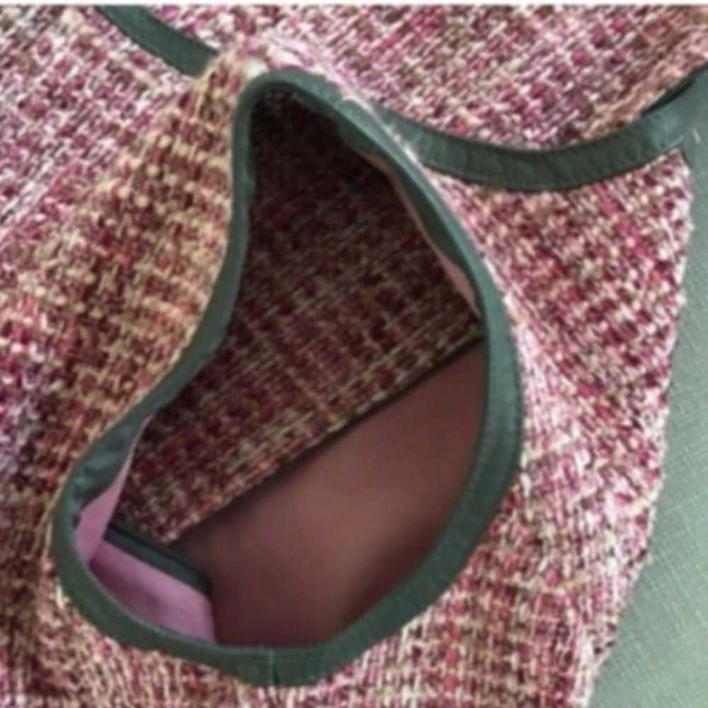WORTH New York pink grey tweed leather dress XS - image 11