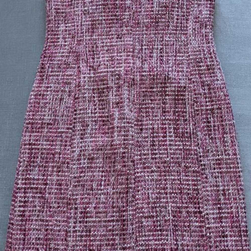 WORTH New York pink grey tweed leather dress XS - image 1