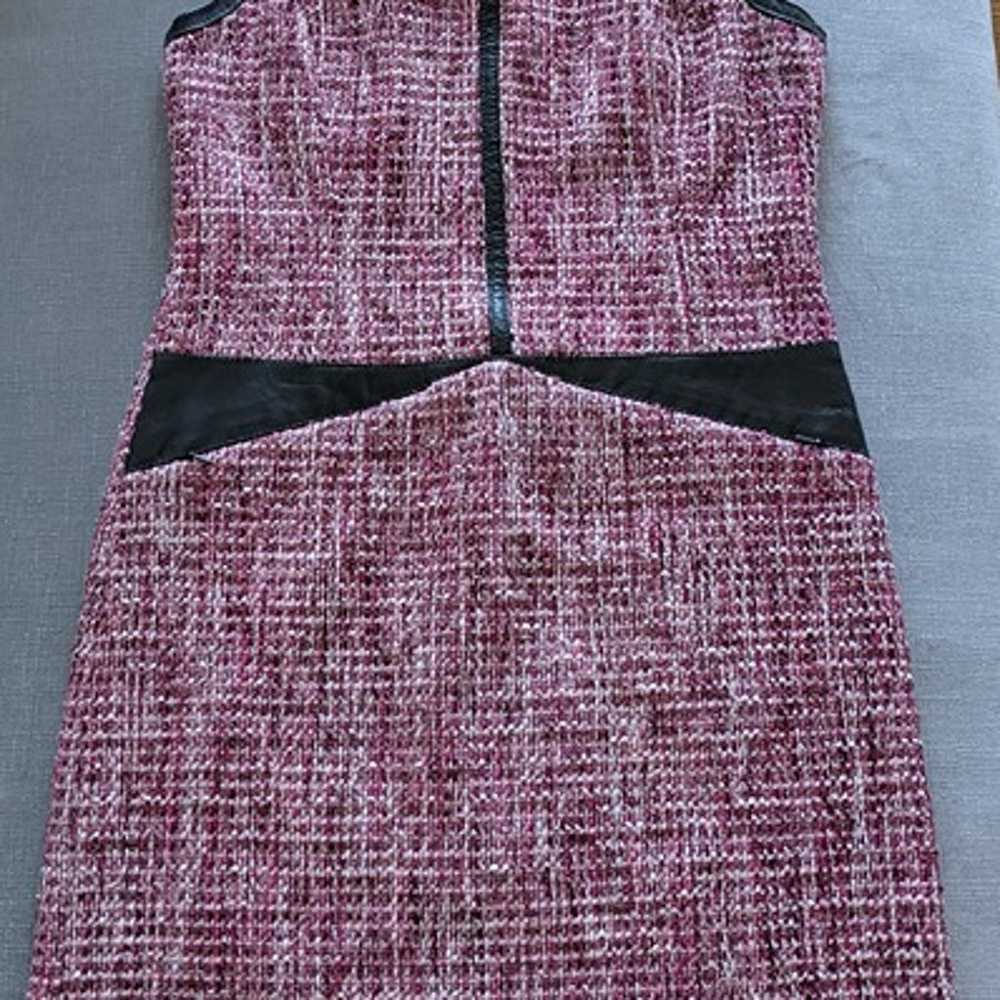 WORTH New York pink grey tweed leather dress XS - image 3