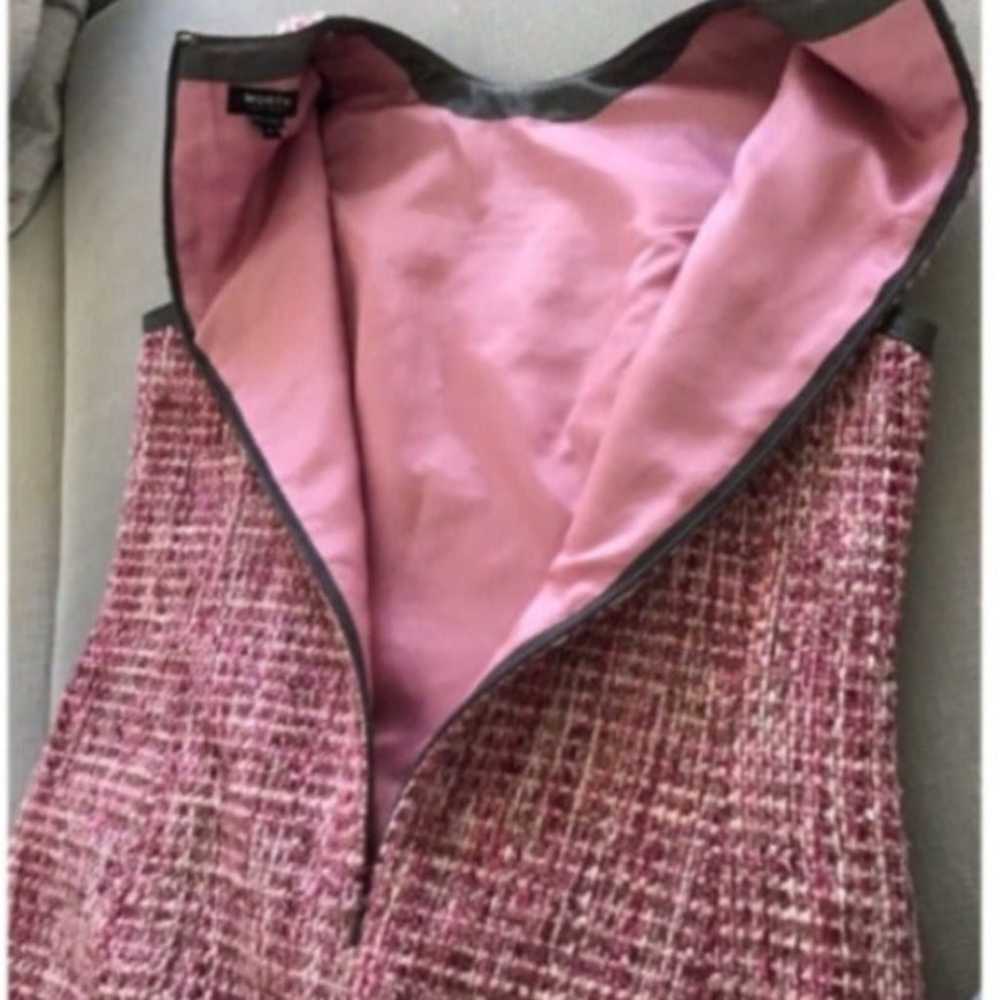 WORTH New York pink grey tweed leather dress XS - image 5
