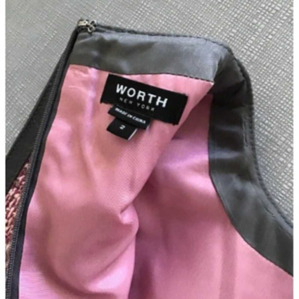 WORTH New York pink grey tweed leather dress XS - image 8