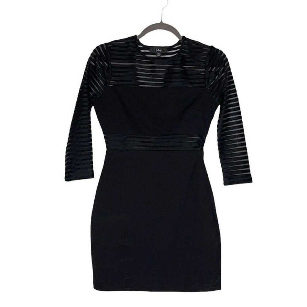 Lulus Perfect Mesh Black Bodycon LBD Dress XS - image 2