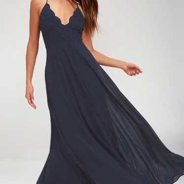 Navy Blue Lace Maxi Dress Gem