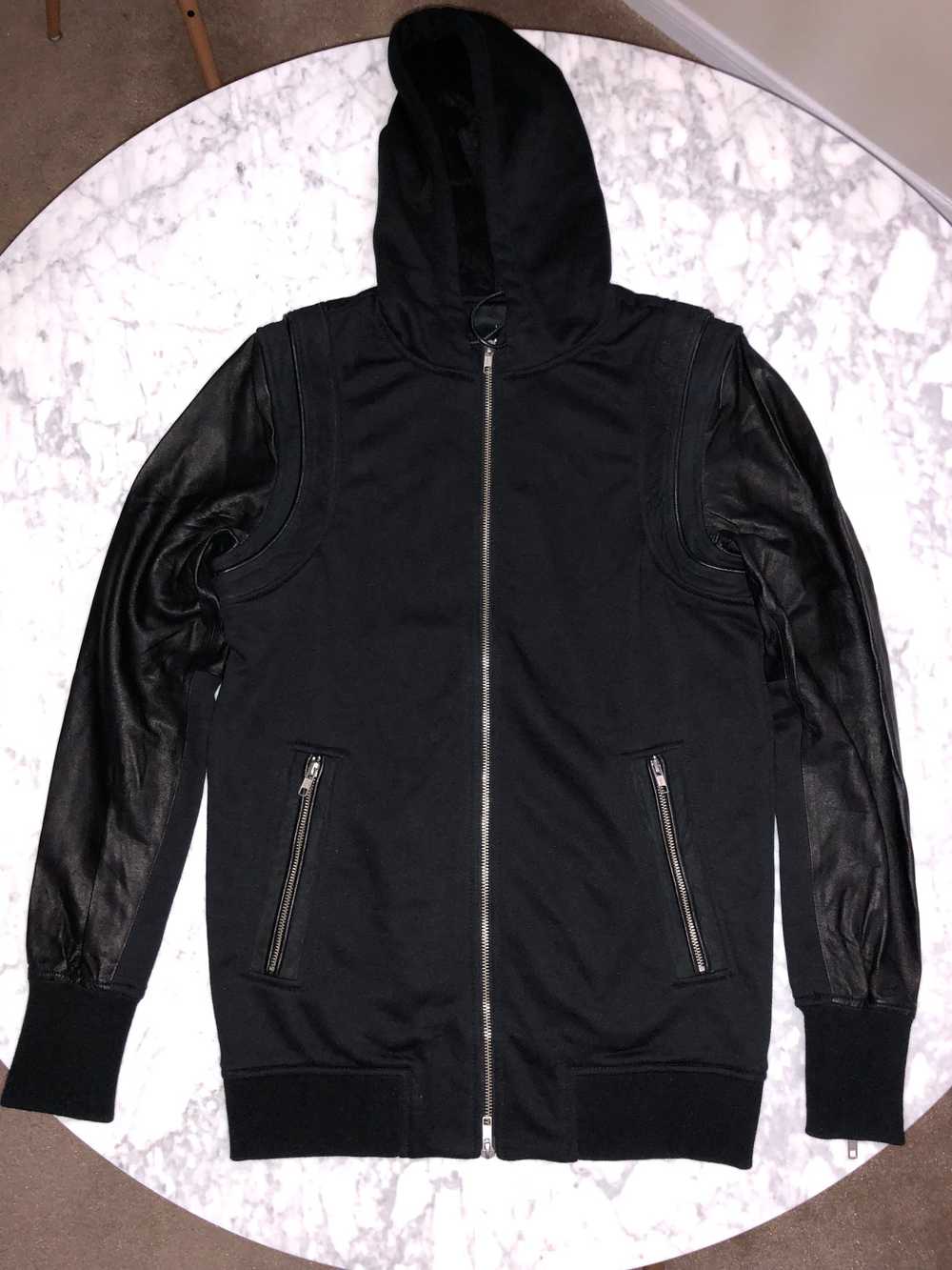 Iro Black Leather Sleeve Hoodie - image 1