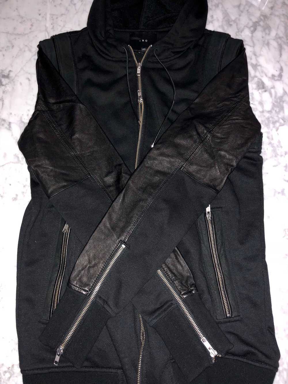 Iro Black Leather Sleeve Hoodie - image 3