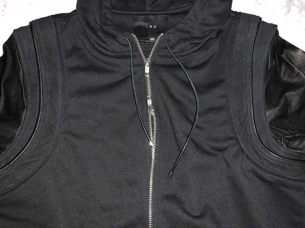 Iro Black Leather Sleeve Hoodie - image 4