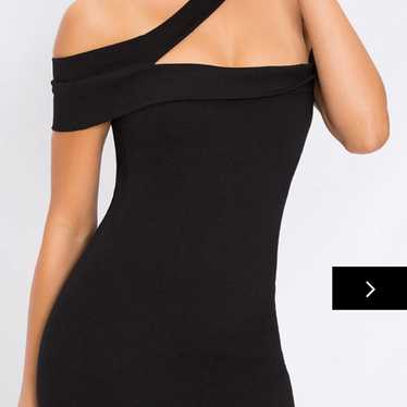 Black asymmetrical superdown dress