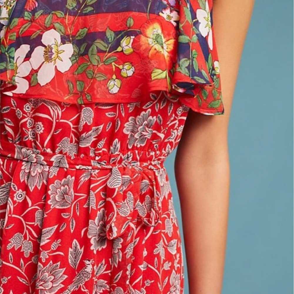 Anthropologie One September Zuri Midi Red Floral … - image 2