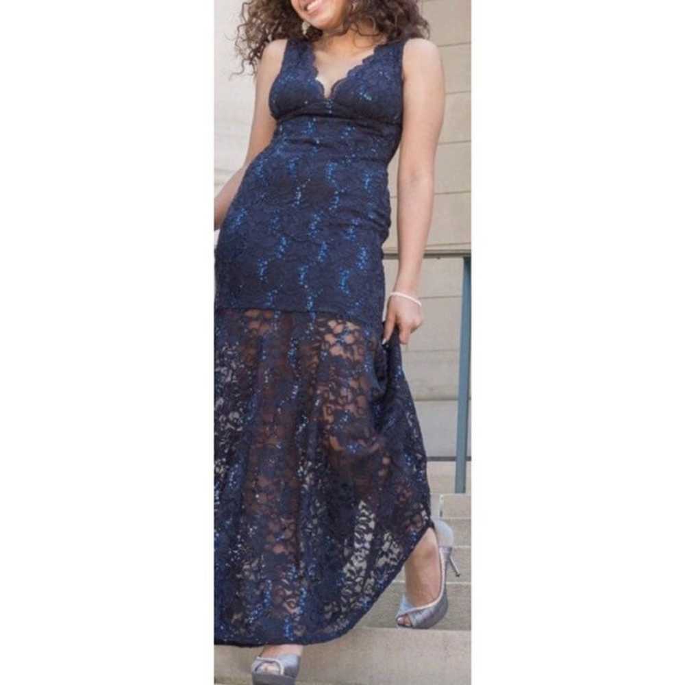 Deep Blue Mermaid Lace Prom Dress - image 1