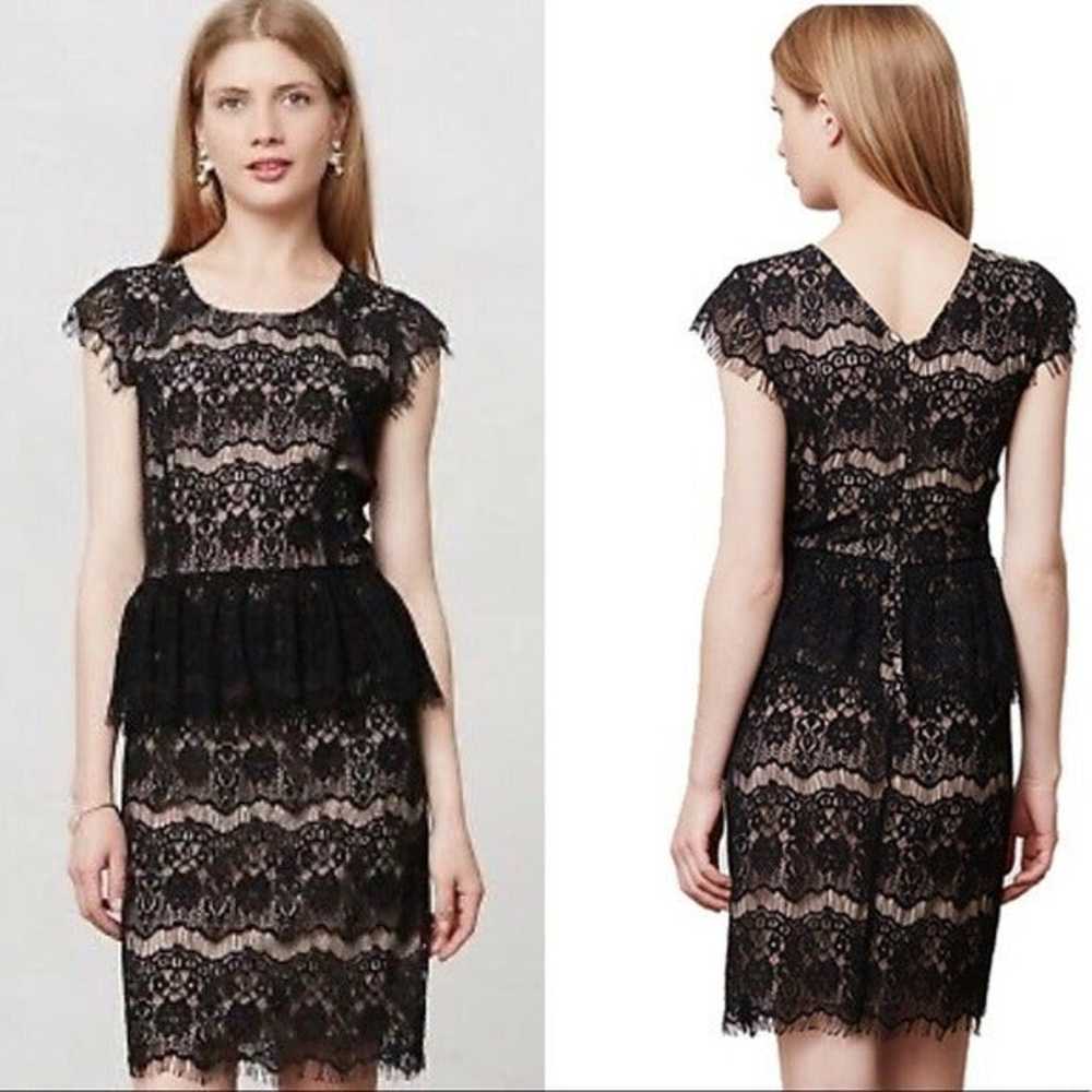 ANTHROPOLOGIE MAEVE Black Lace Cap Sleeve Elsa Pe… - image 1