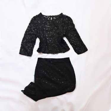 Pre Owned Winter Co-ord Set . Zara Knitted Black Sweater & Gap Denim Mini  Skirt.
