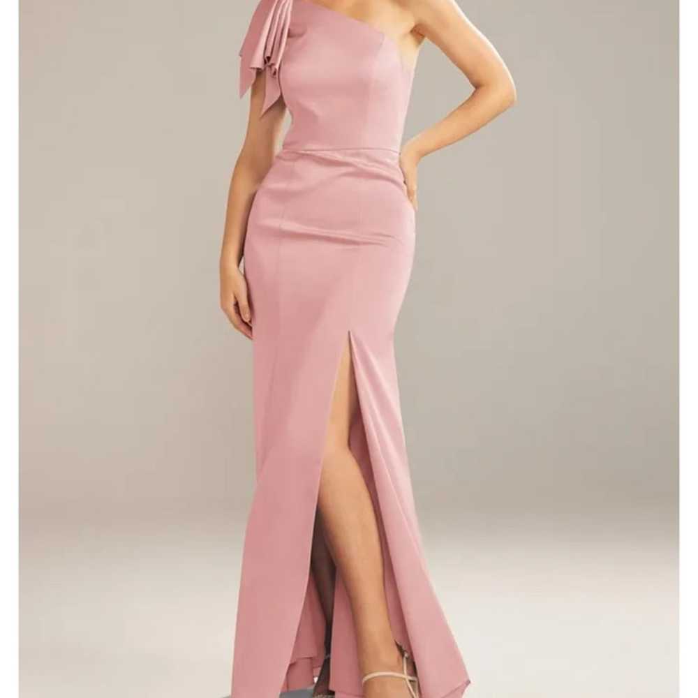 AW Bridal Pink Satin Floor Length Gown - image 1