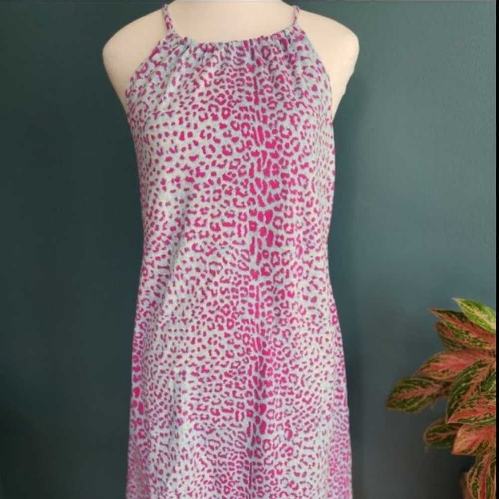 Pink and Blue Leopard Print Dress - image 1