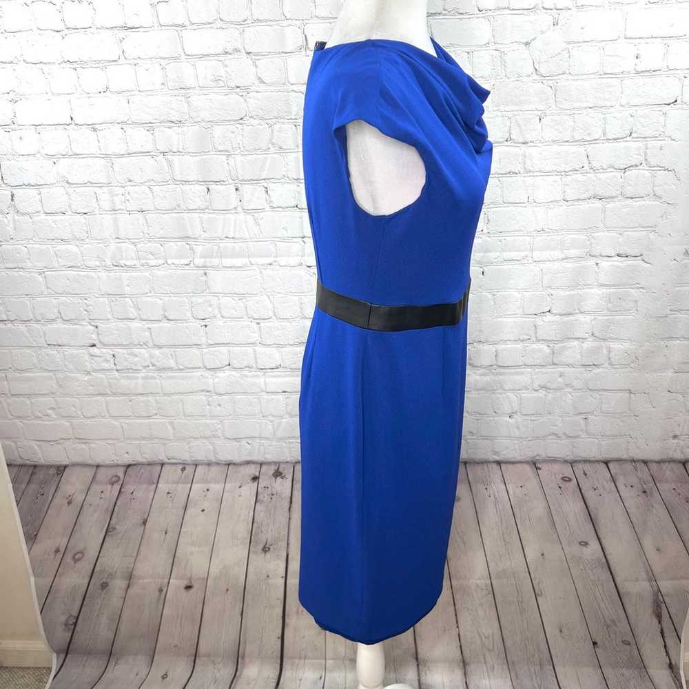 Adrianna Papell Royal Blue Drape Cowl Neck Dress 6 - image 4