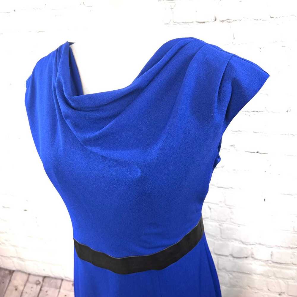 Adrianna Papell Royal Blue Drape Cowl Neck Dress 6 - image 7
