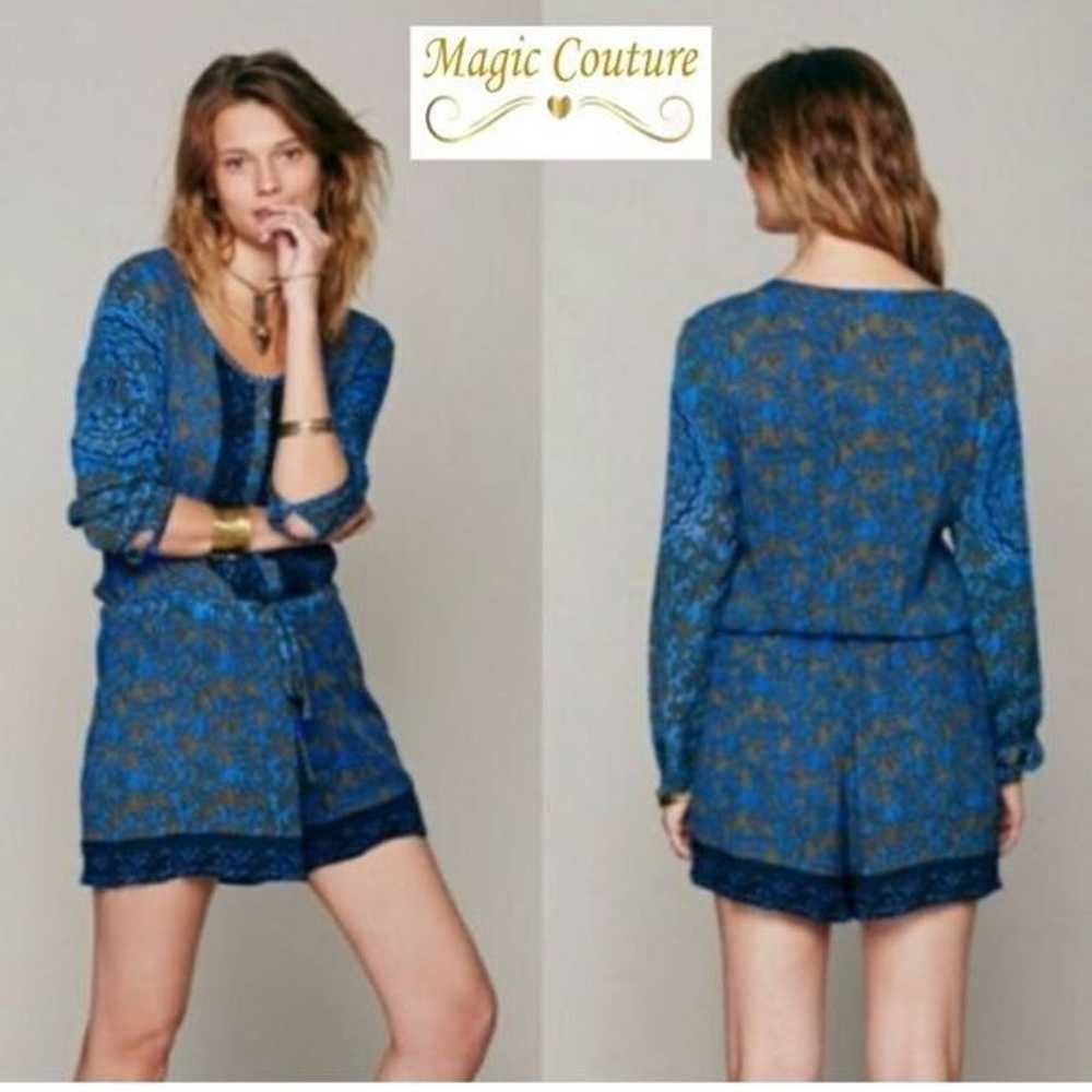 Free People Long Sleeve Button Front Paisley Romp… - image 2