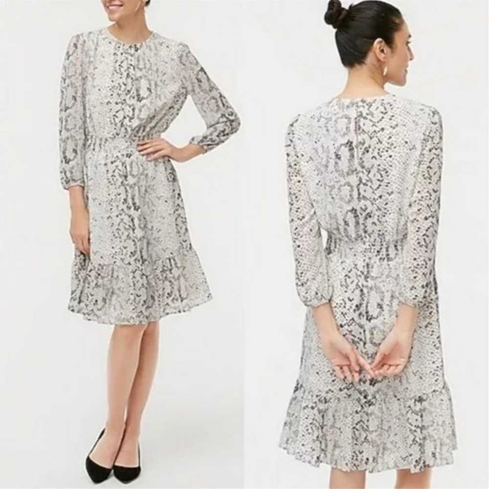 J. Crew Cinched Waist Snakskin Print Midi Dress - image 1