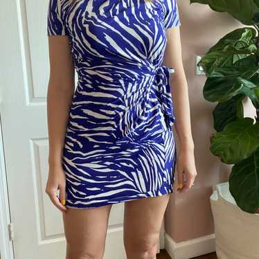 Blue and white DVF dress