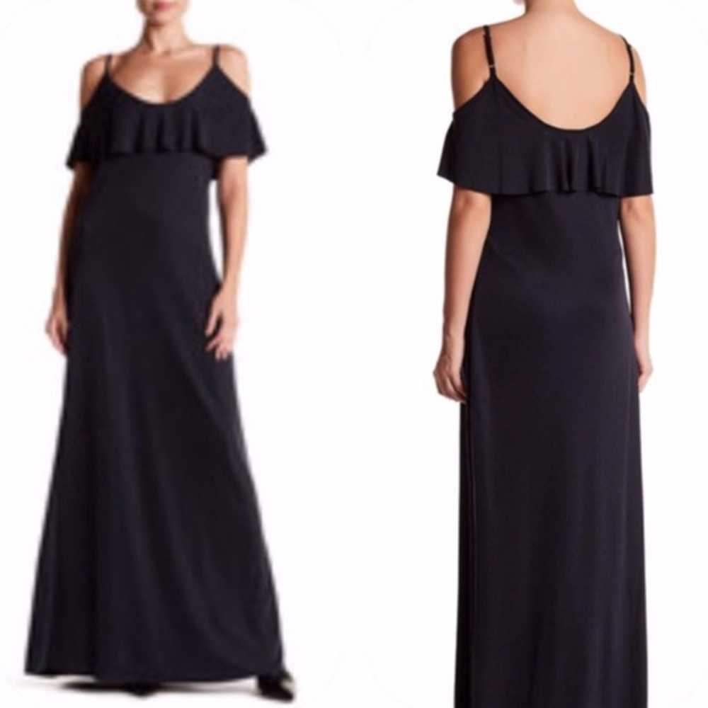 New Three Dots Cold Shoulder Ruffle Maxi Dress - image 3